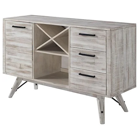 Contemporary 3 Drawer Server with Wine Bottle Storage